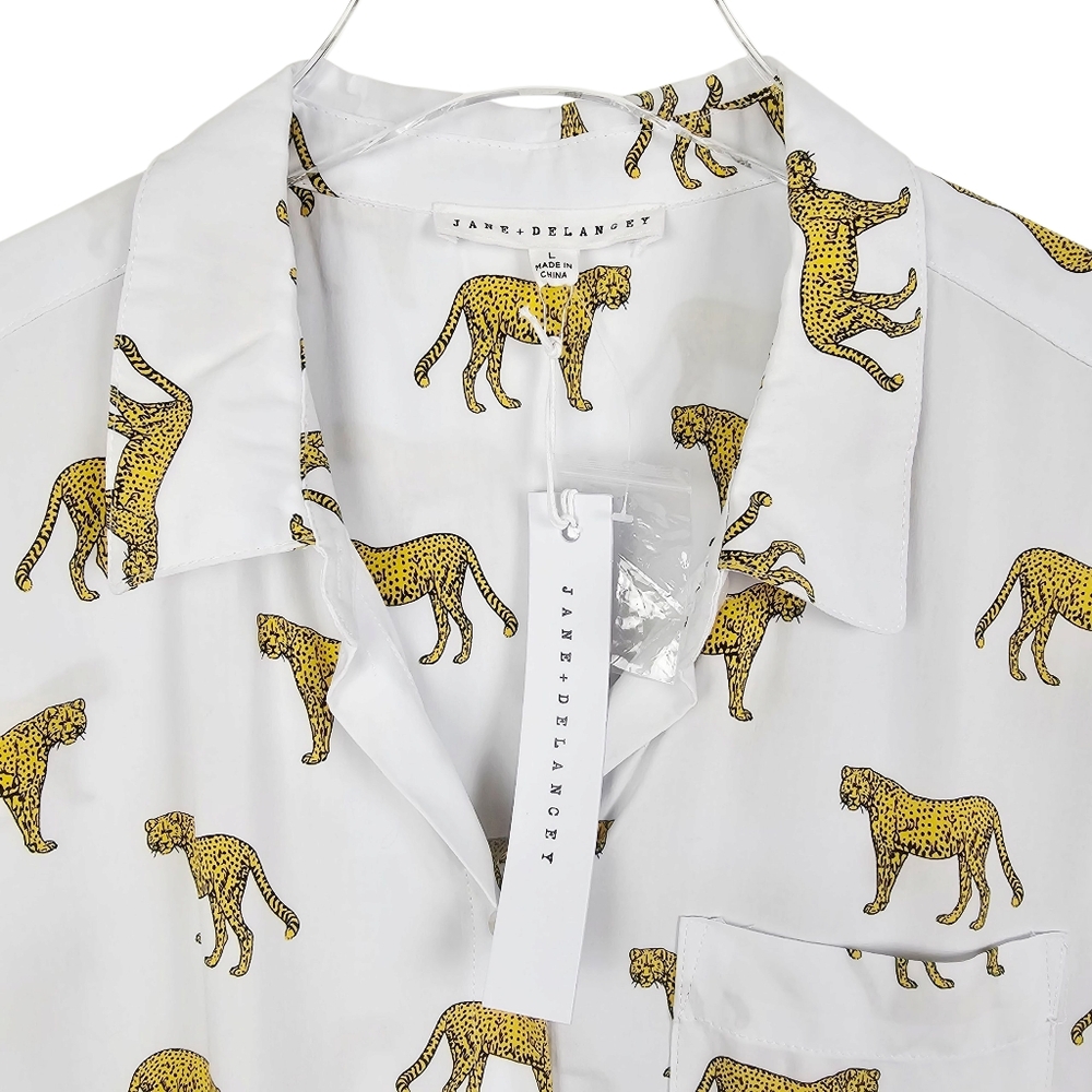 Jane & Delancey Cheetah Print Button Front Shirt NWT - Picture 3 of 8